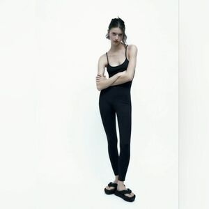 Zara Black Spaghetti Strap Jumpsuit